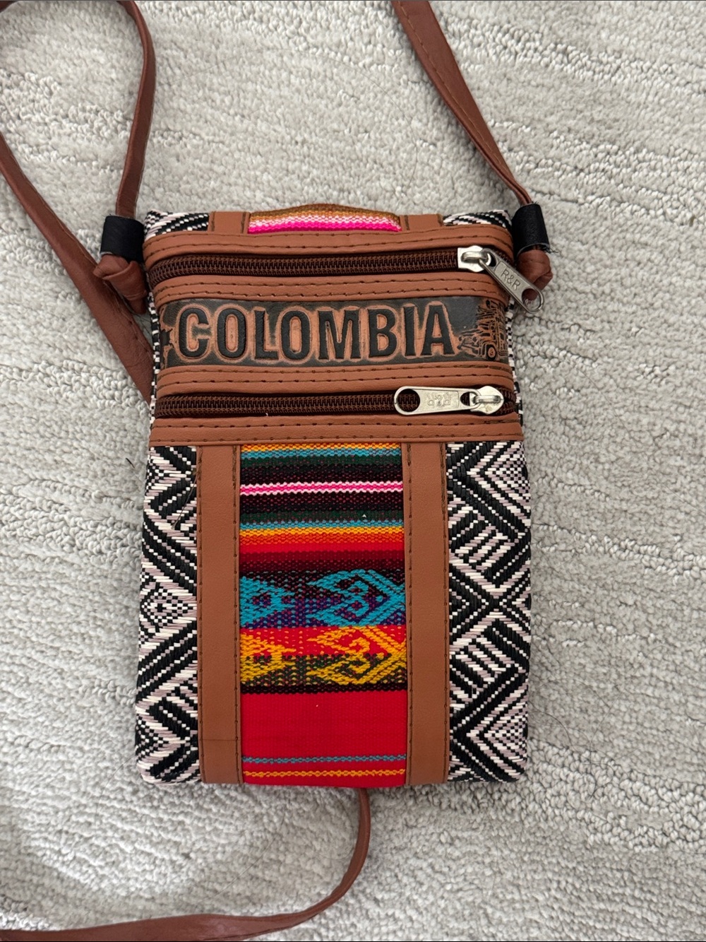 Handmade Colombia Woven Crossbody Travel Bag Boho Southwestern Festival Purse